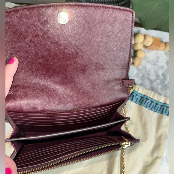 Tory Burch Robinson Leather Wallet on a Chain - burgundy - Picture 2 of 5